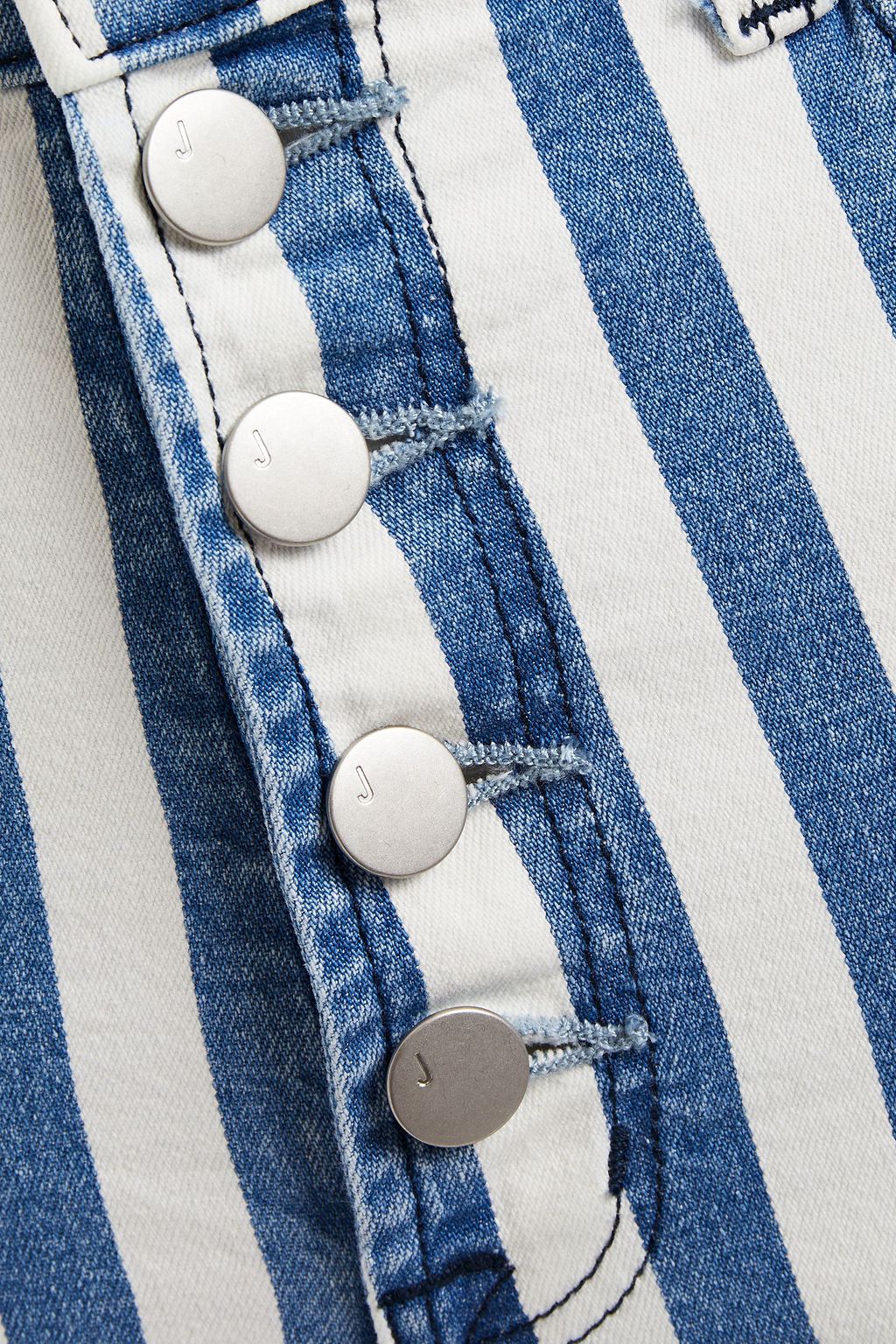 J BRAND Cropped striped high-rise skinny jeans