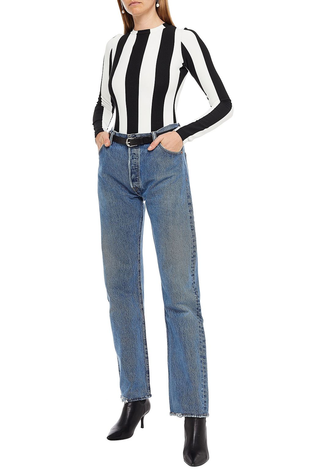 GOLDSIGN Striped ribbed jersey bodysuit