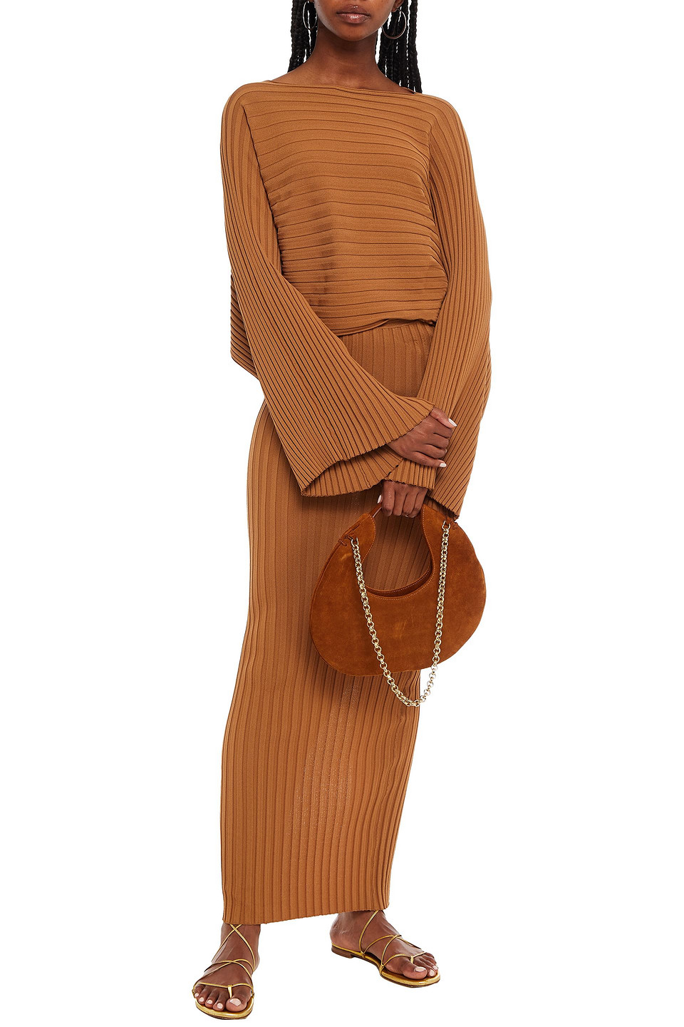 TOTÊME MARISTELLA DRAPED RIBBED-KNIT MAXI DRESS 3074457345628718619