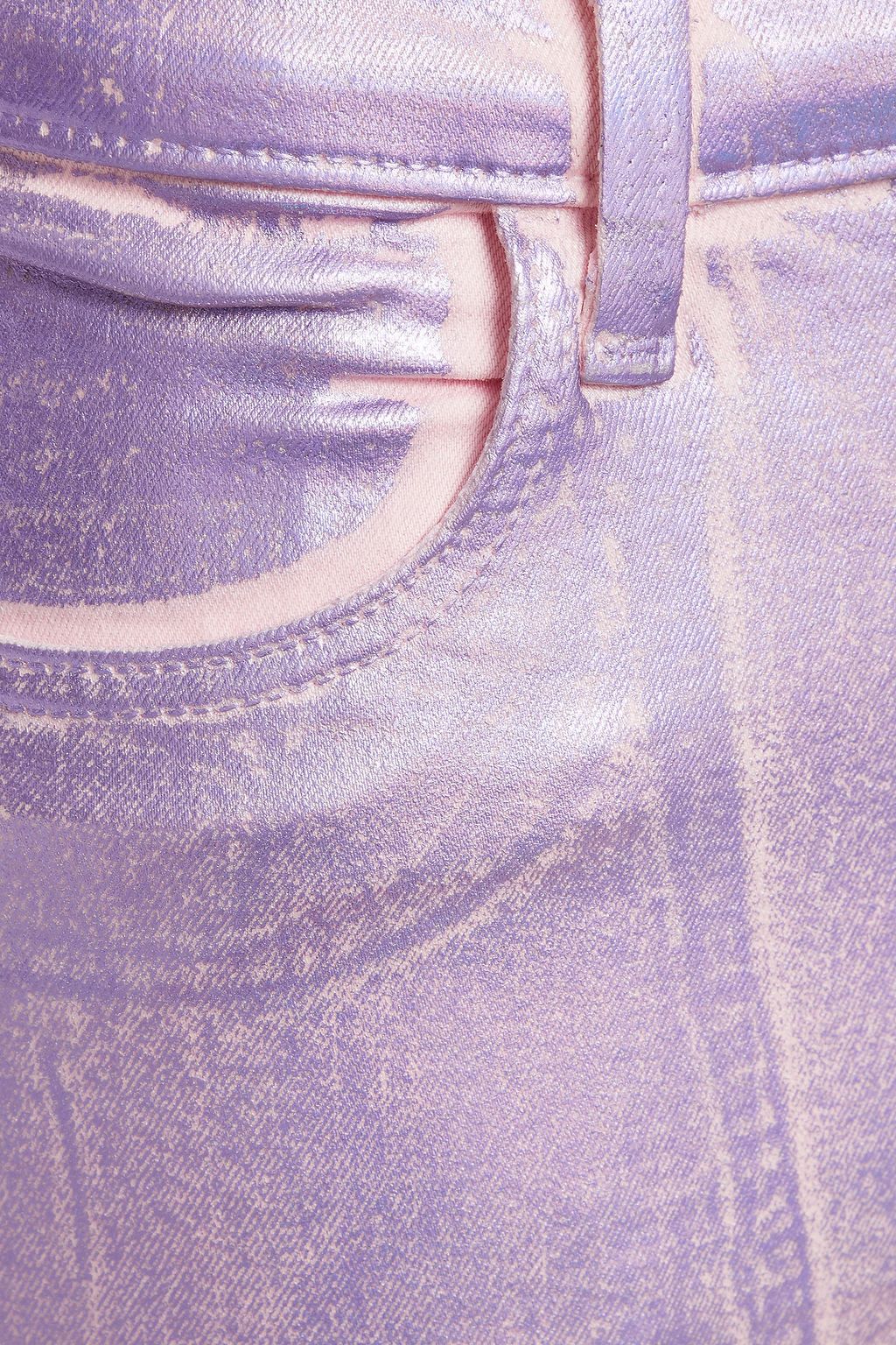 J BRAND Coated printed high-rise skinny jeans