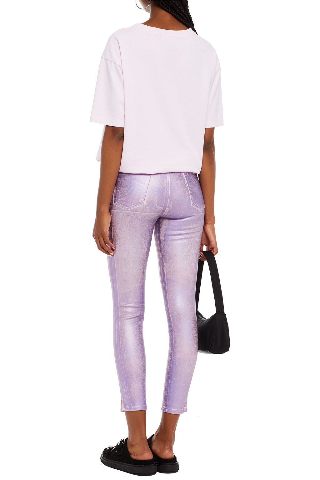 J BRAND Coated printed high-rise skinny jeans