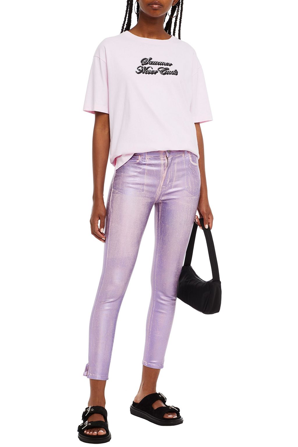 J BRAND Coated printed high-rise skinny jeans