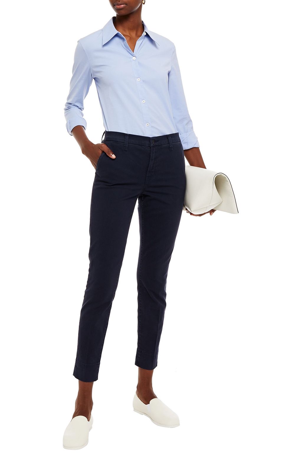 J BRAND Josie cropped brushed cotton-blend twill slim-leg pants