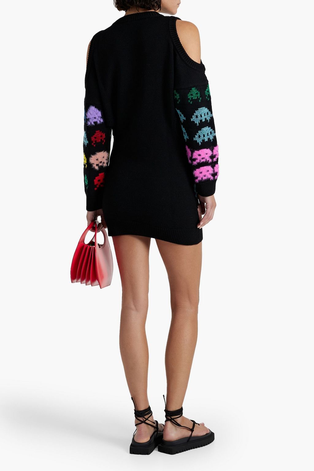 STELLA MCCARTNEY Game On cold-shoulder intarsia-knit mini dress