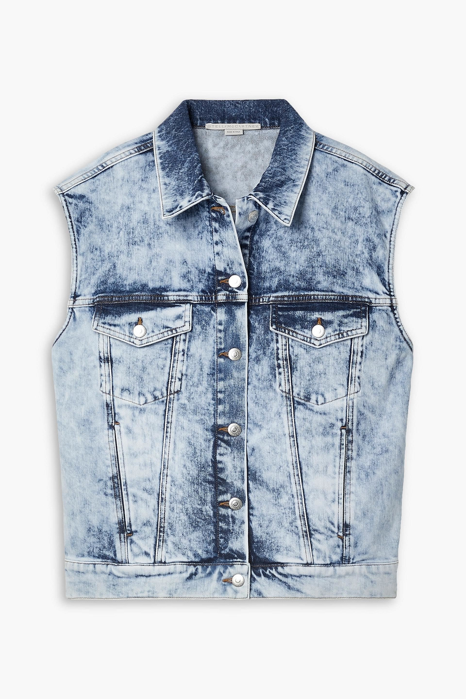 Stella Mccartney Weste Aus Denim In Acid-waschung In Mid Denim
