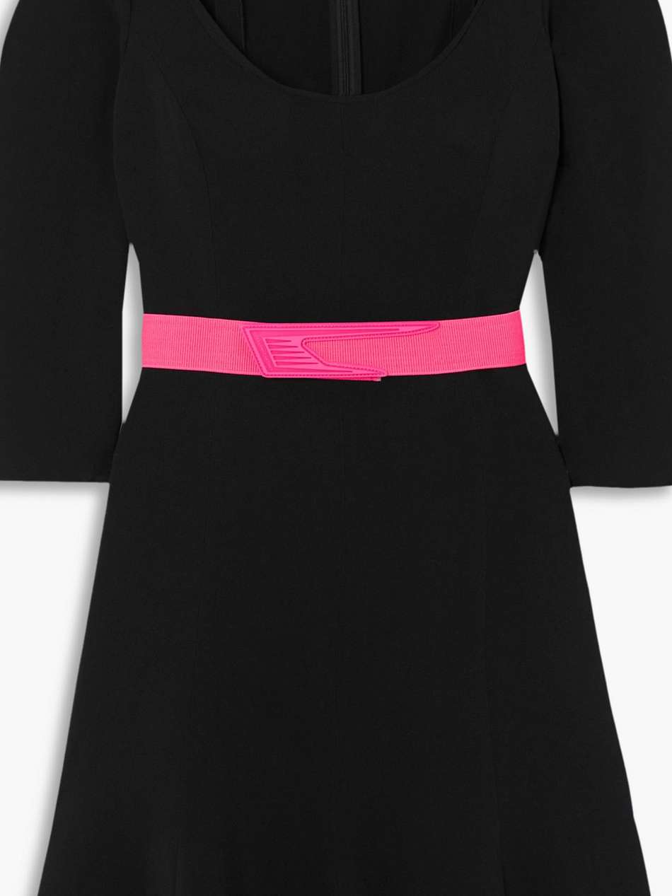 belted crepe mini dress
