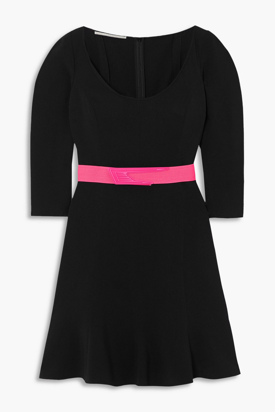 Stella Mccartney Belted Crepe Mini Dress In Black