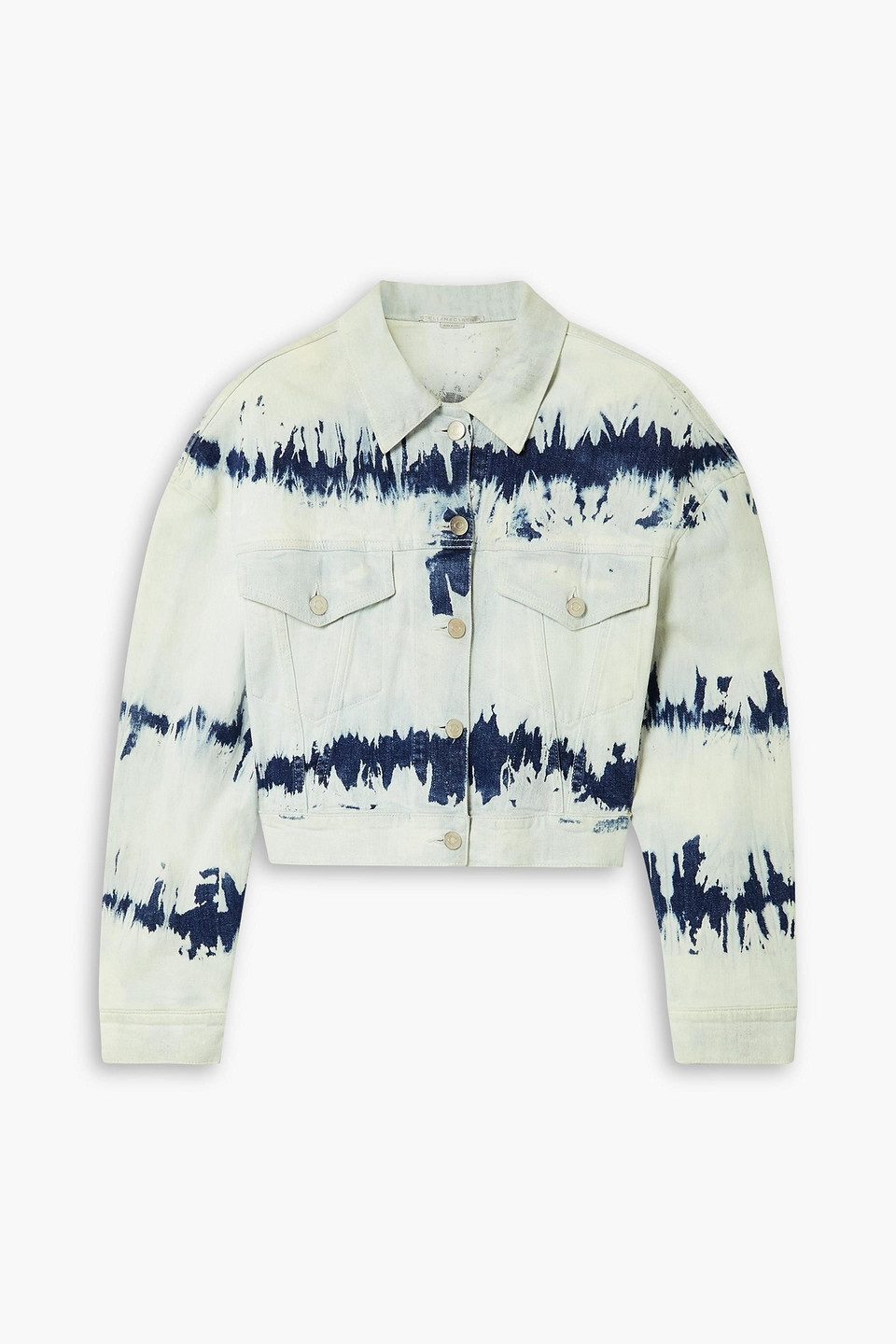 Shop Stella Mccartney Cropped Tie-dyed Denim Jacket In Light Denim