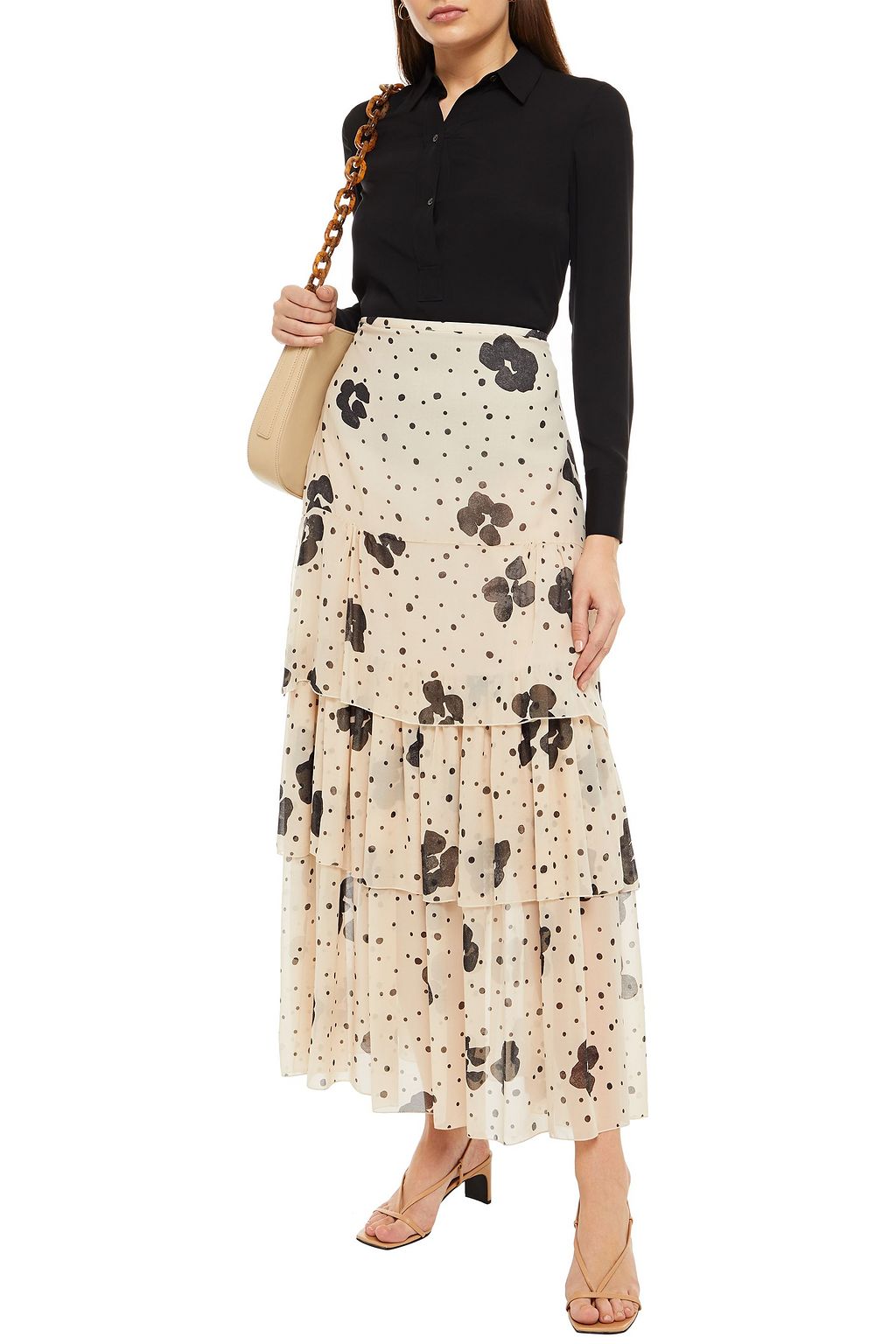 SEE BY CHLOÉ Tiered printed silk-chiffon maxi skirt