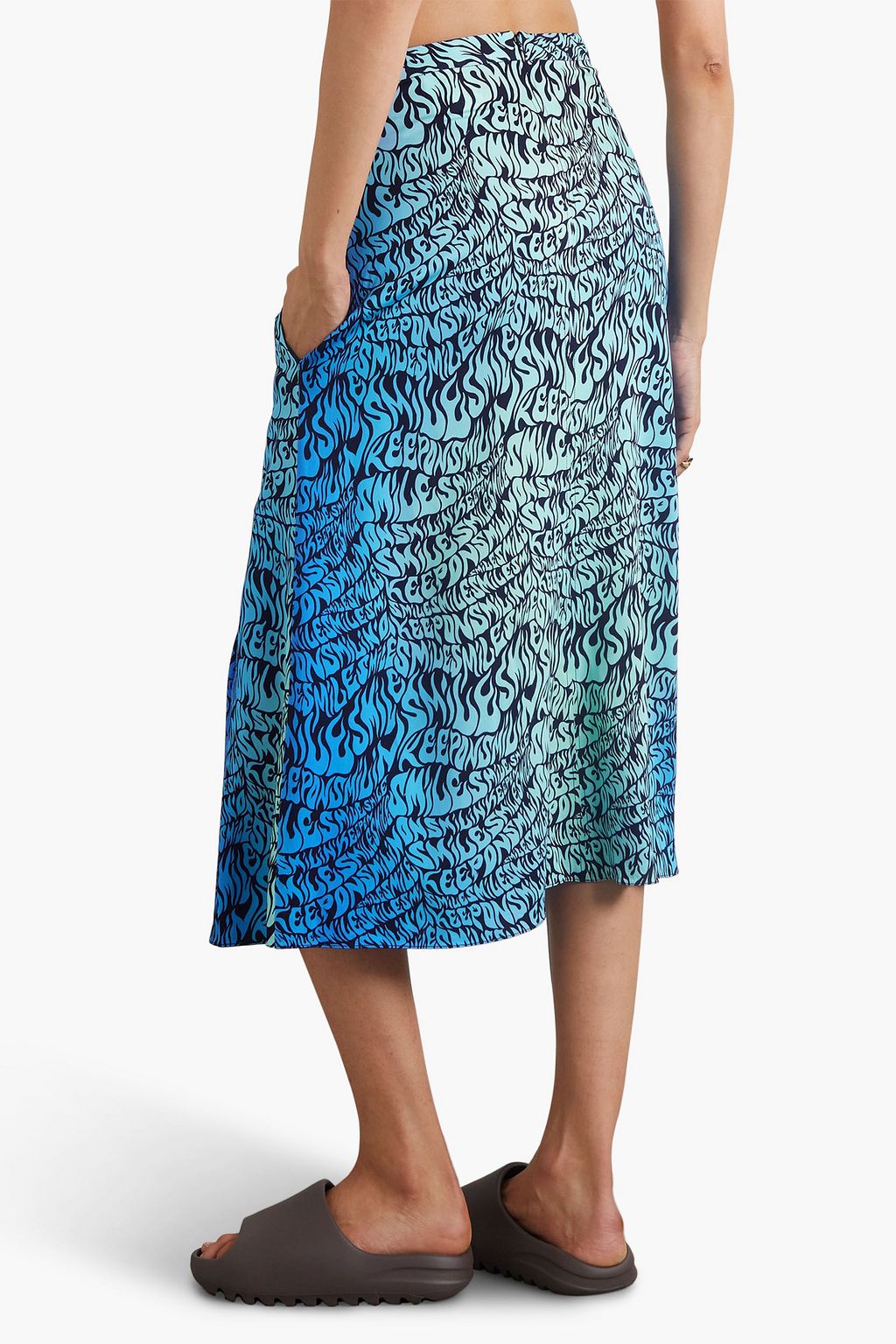 STELLA MCCARTNEY Printed crepe de chine midi skirt