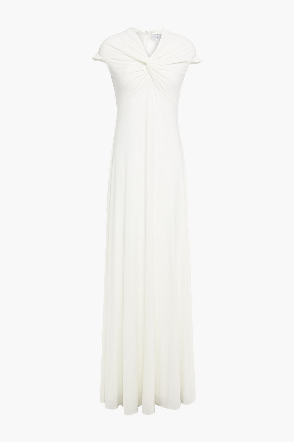 halston - scarlet twist-front stretch-jersey gown - white - us 4