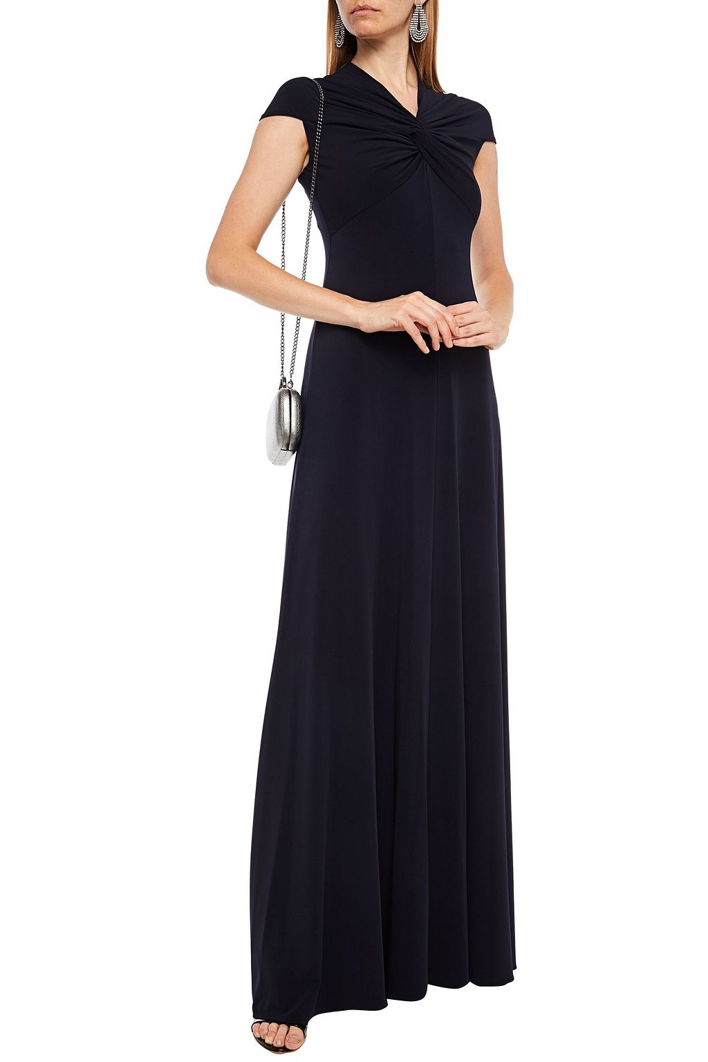 HALSTON Scarlet twist-front stretch-jersey gown