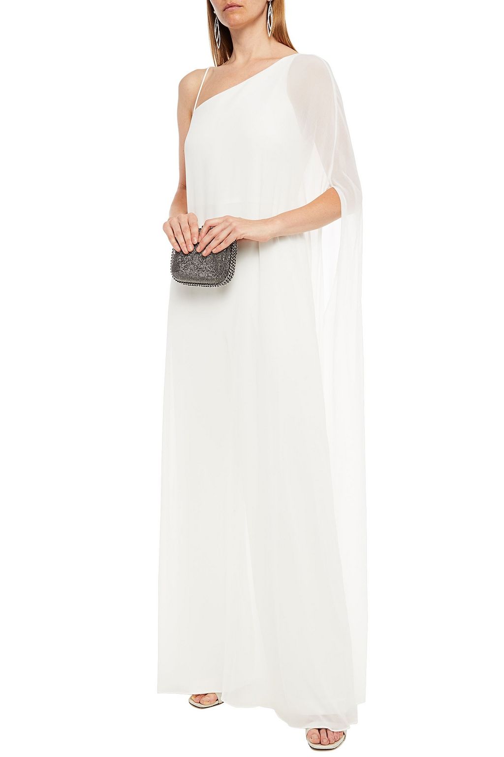 HALSTON Chelsea layered draped chiffon and crepe wide-leg jumpsuit