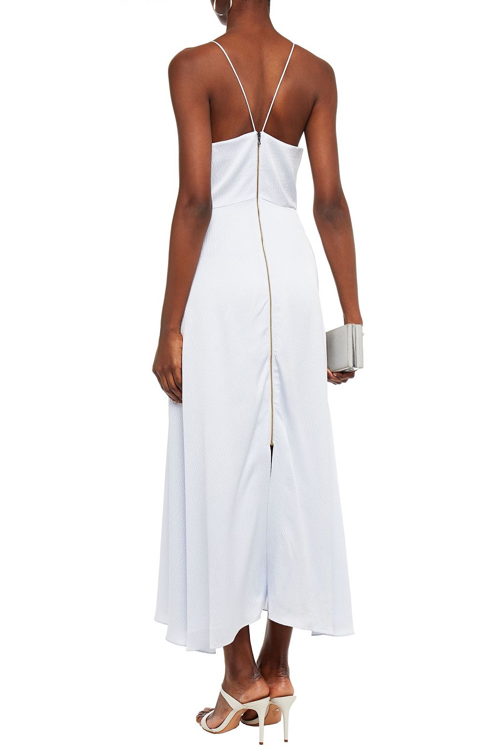 ROLAND MOURET Chora hammered silk-satin peplum maxi dress