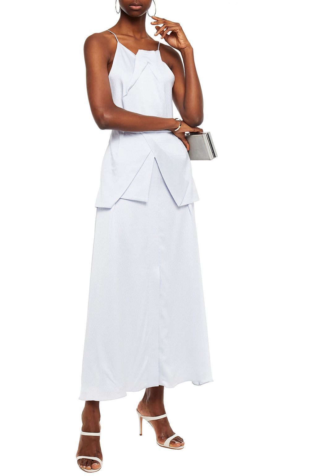 ROLAND MOURET Chora hammered silk-satin peplum maxi dress