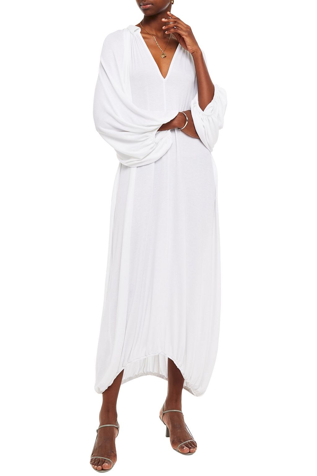 TOTEME Gathered stretch-knit midi dress