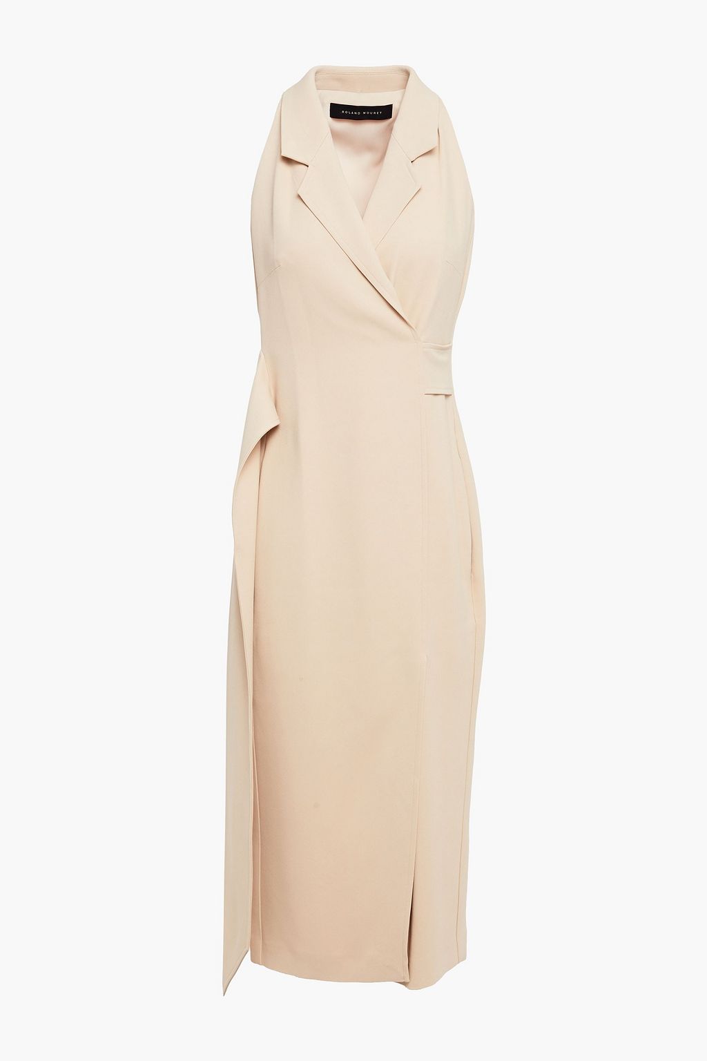 Beige Wrap-effect stretch-crepe midi ...