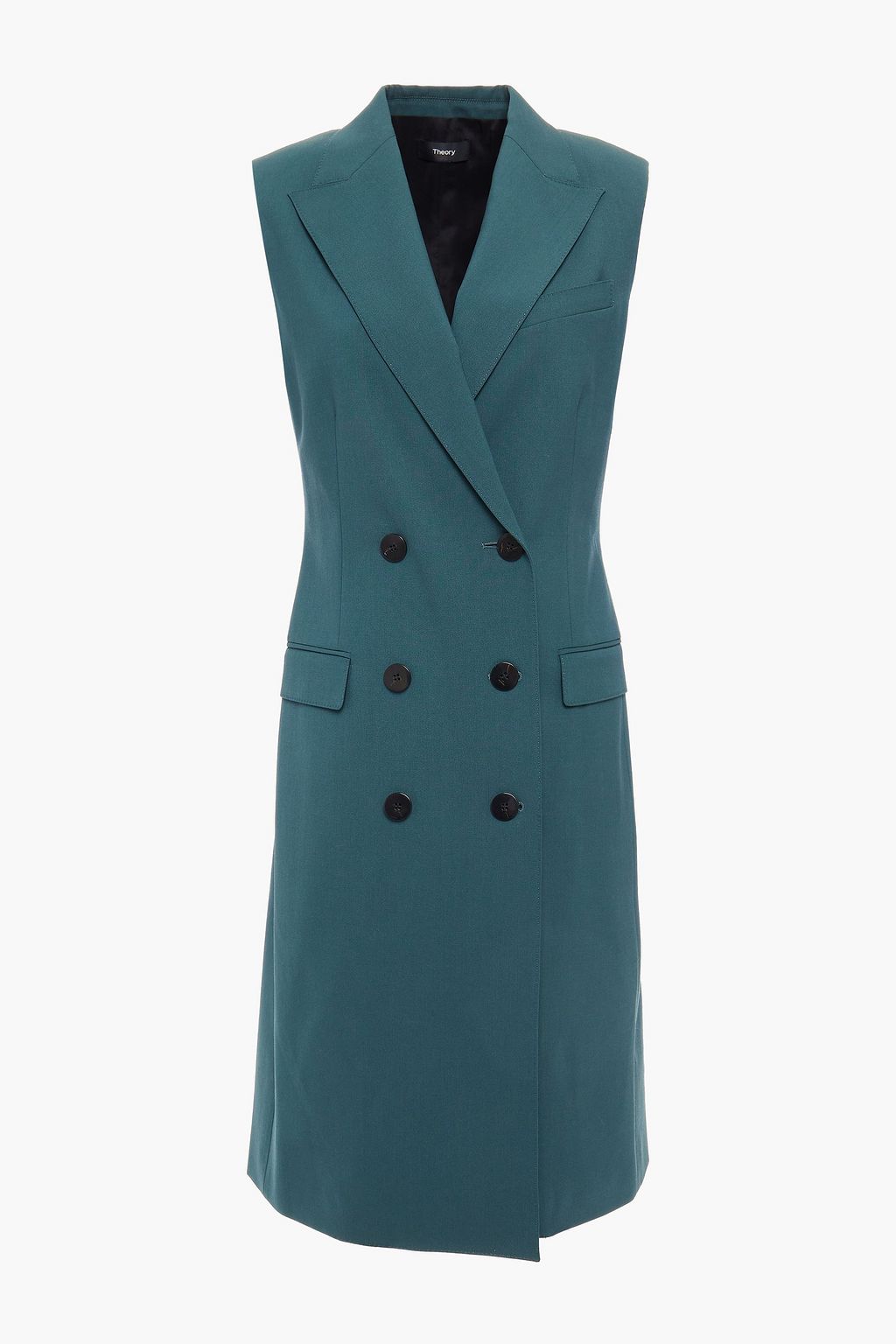 Teal Double-breasted wool-blend vest 