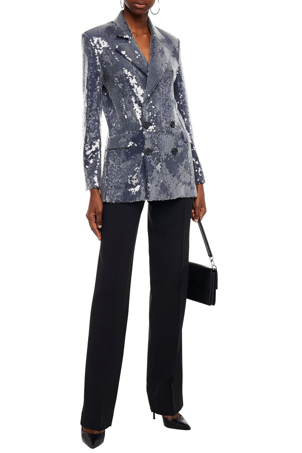 ROLAND MOURET Gilroy double-breasted sequined mesh blazer