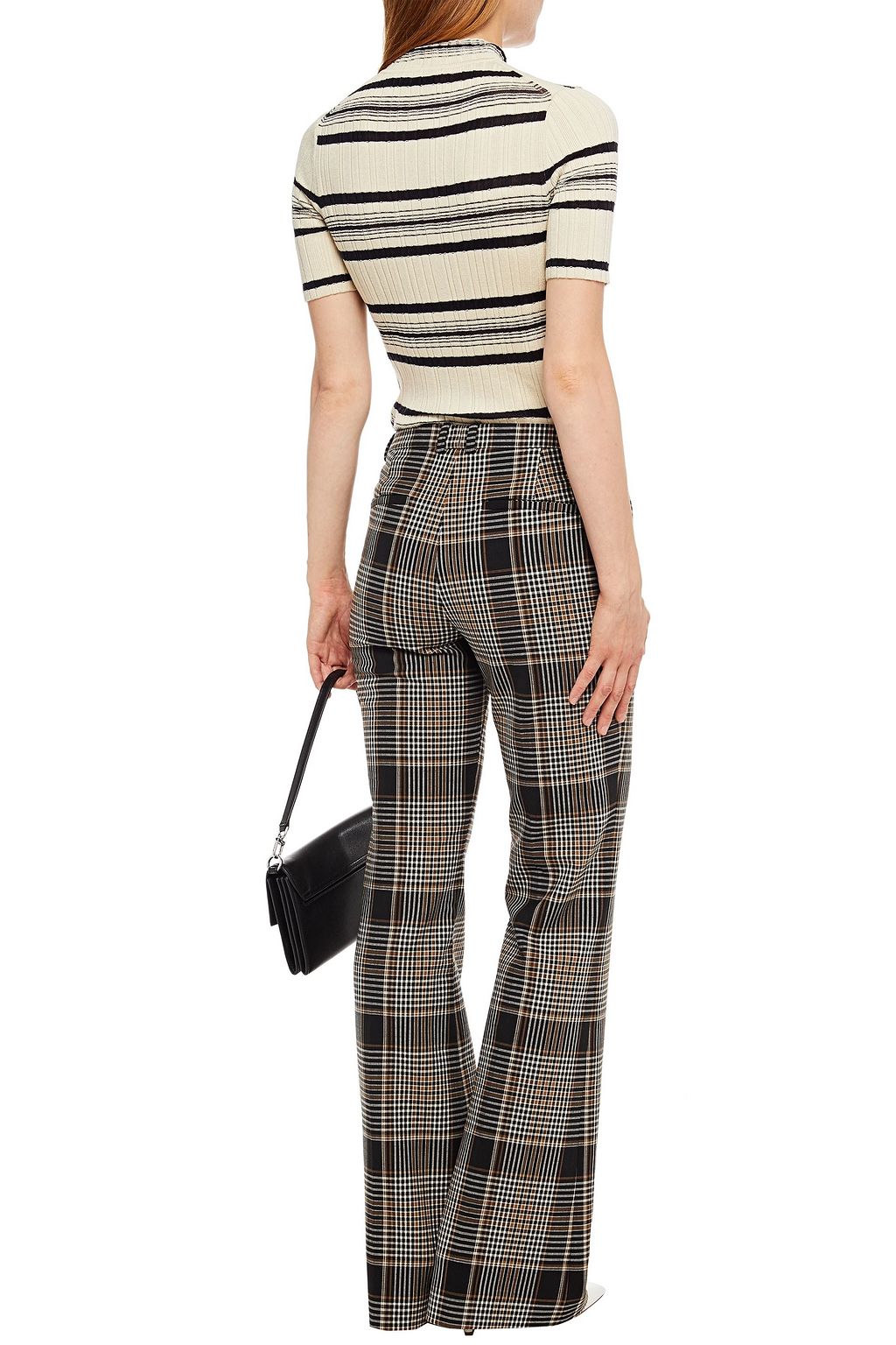THEORY Striped ribbed-knit top
