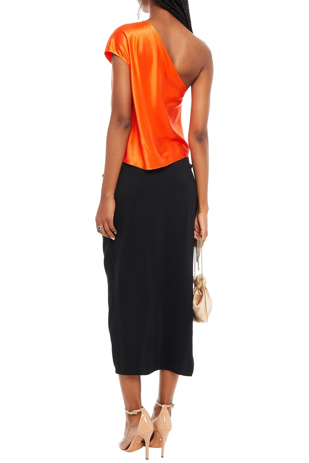 MICHELLE MASON One-shoulder draped silk-charmeuse top