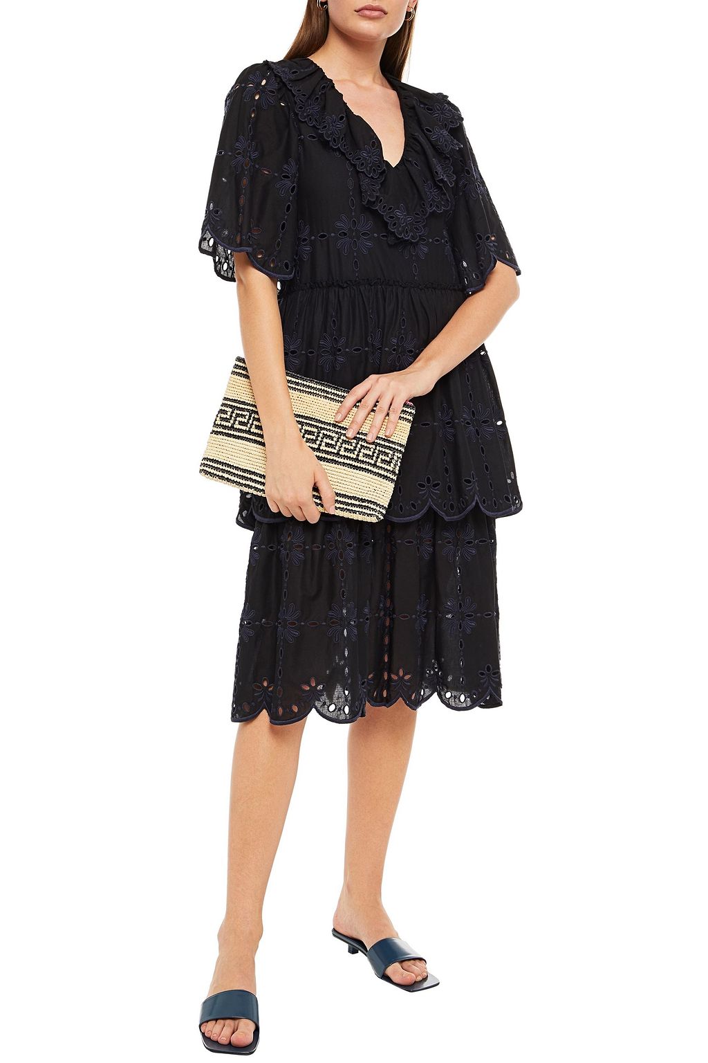SEE BY CHLOÉ Tiered broderie anglaise cotton midi dress