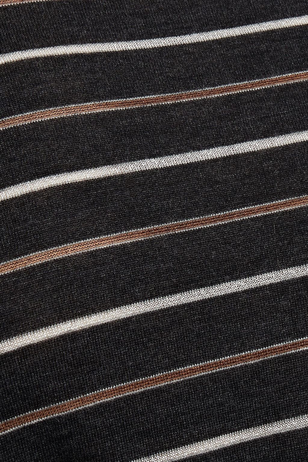 BRUNELLO CUCINELLI Metallic-trimmed striped wool and cashmere-blend sweater