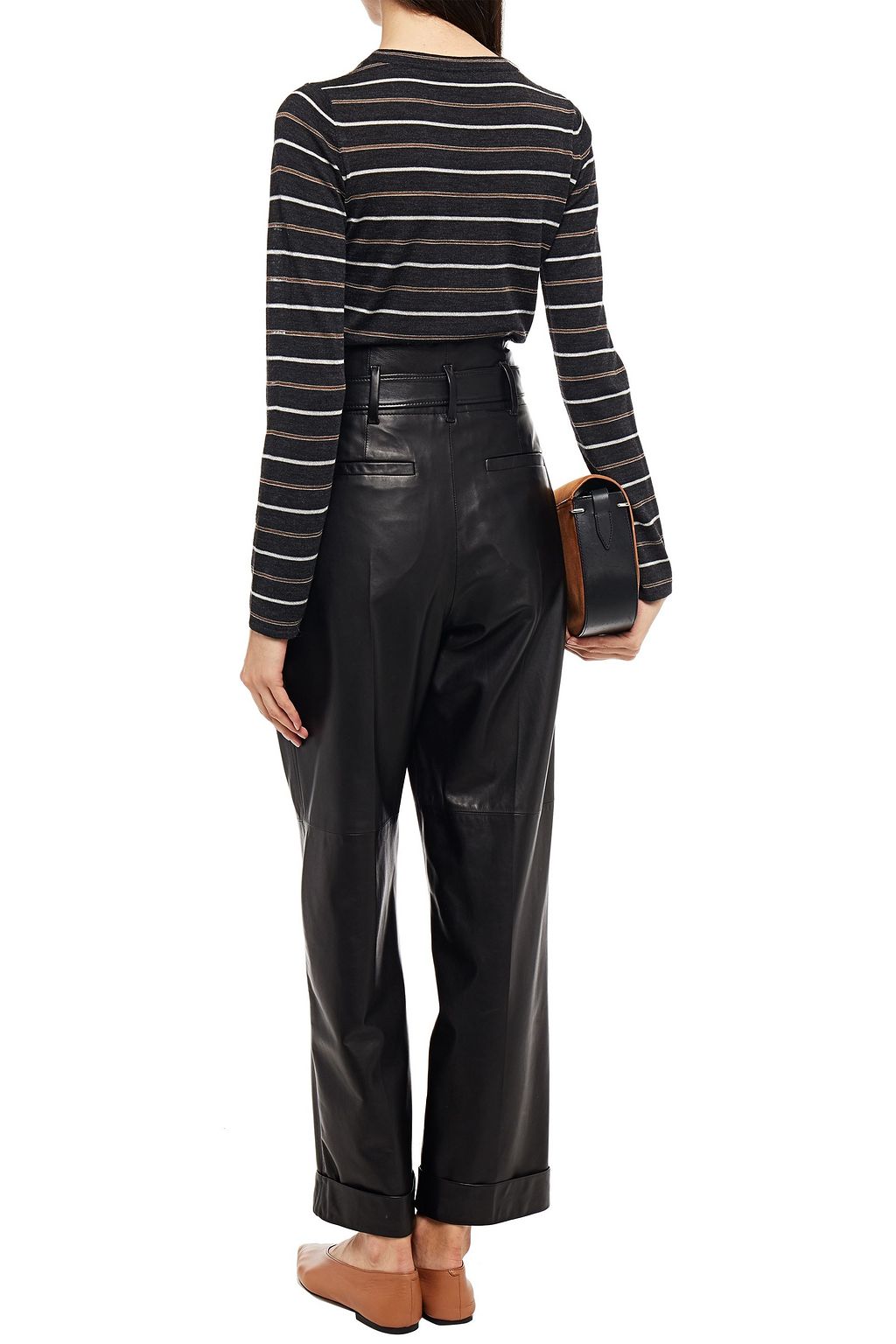 BRUNELLO CUCINELLI Metallic-trimmed striped wool and cashmere-blend sweater
