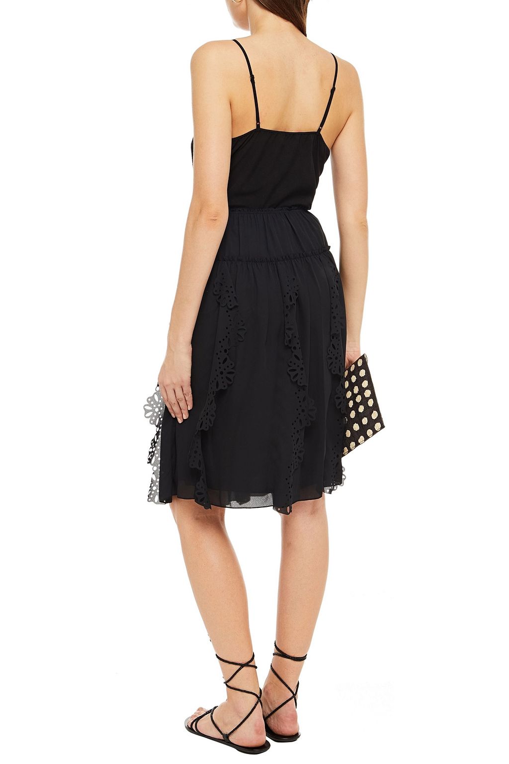 SEE BY CHLOÉ Ruffled laser-cut crepe de chine skirt