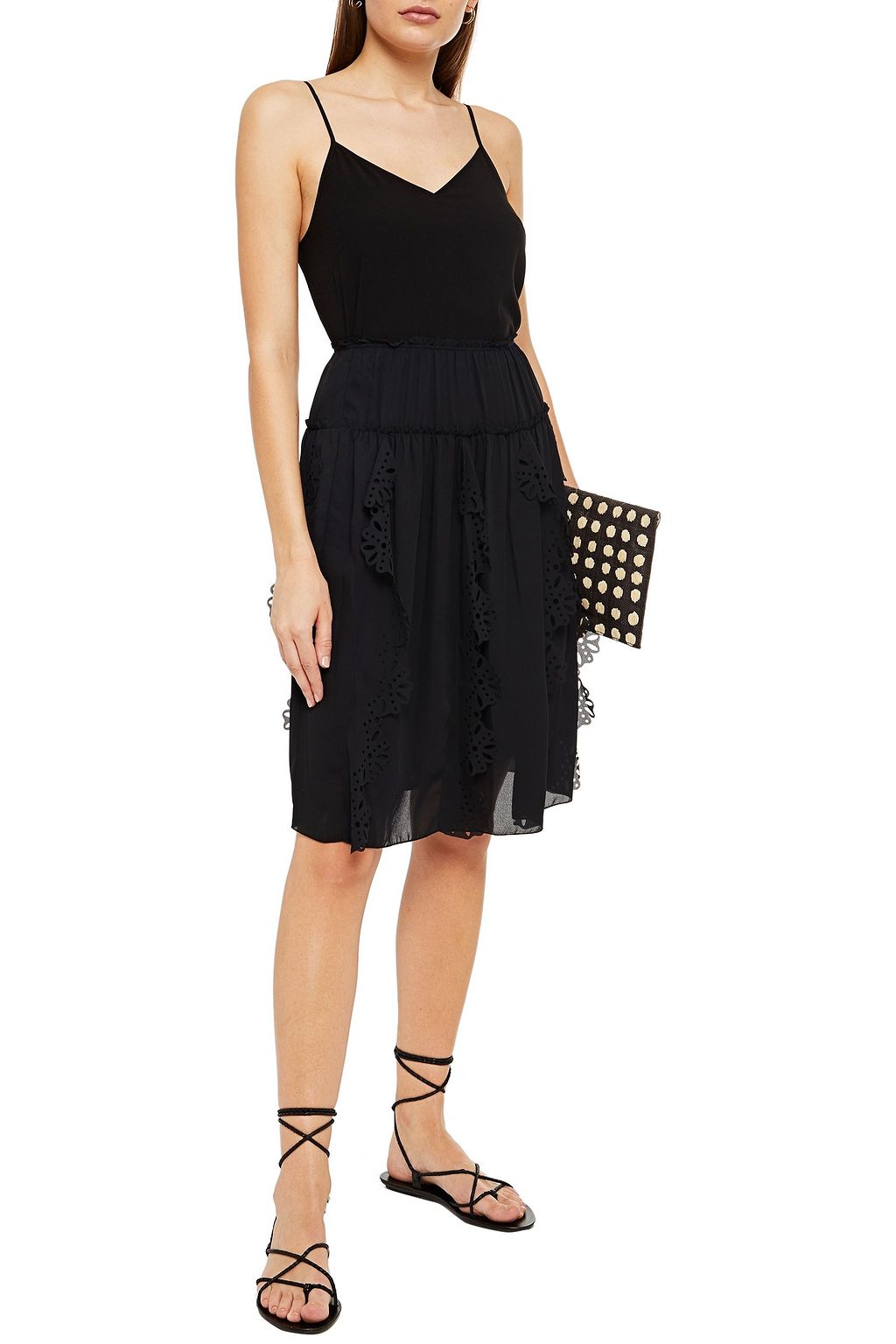 SEE BY CHLOÉ Ruffled laser-cut crepe de chine skirt