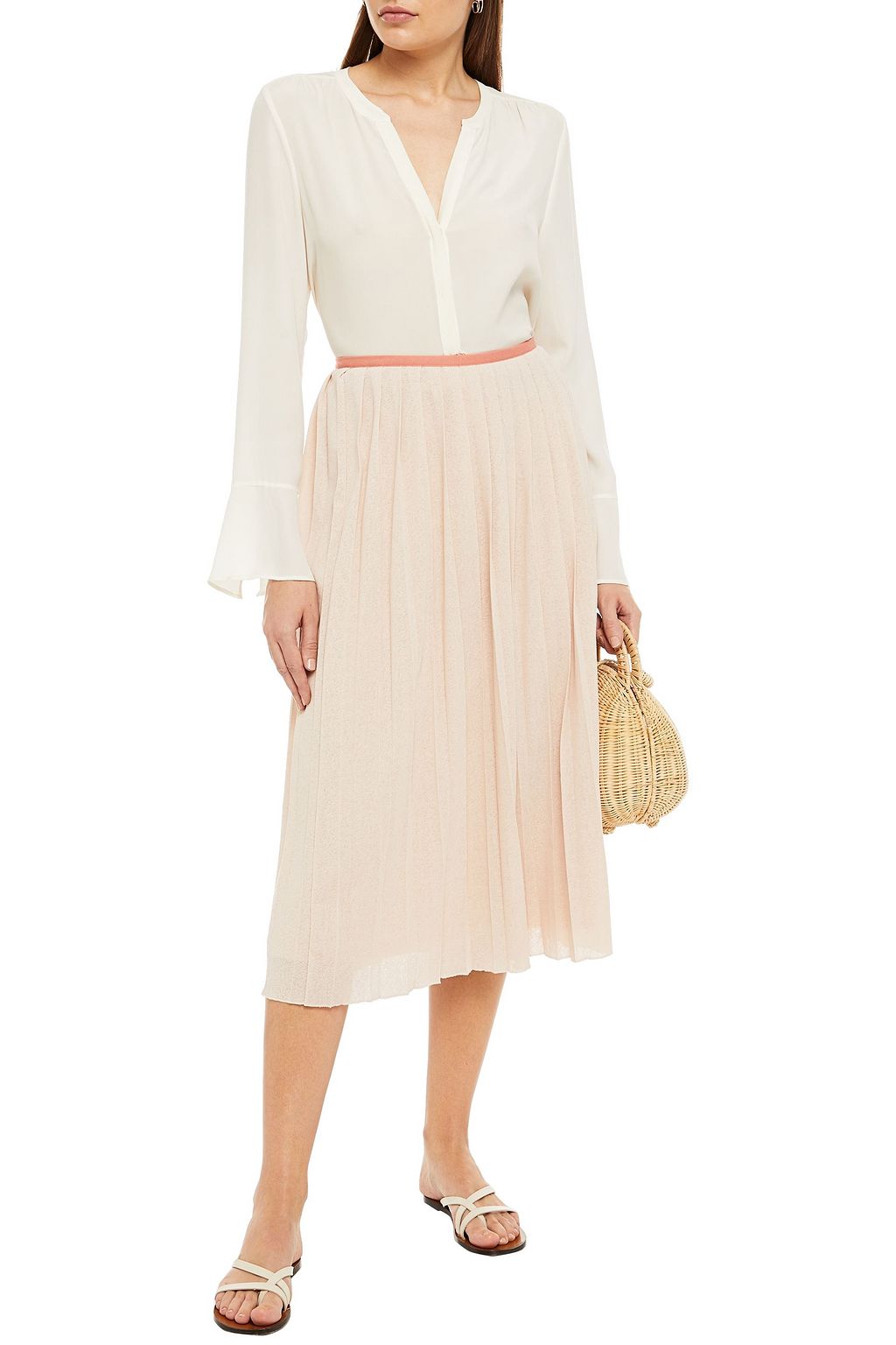 SEE BY CHLOÉ Pleated slub jersey midi skirt