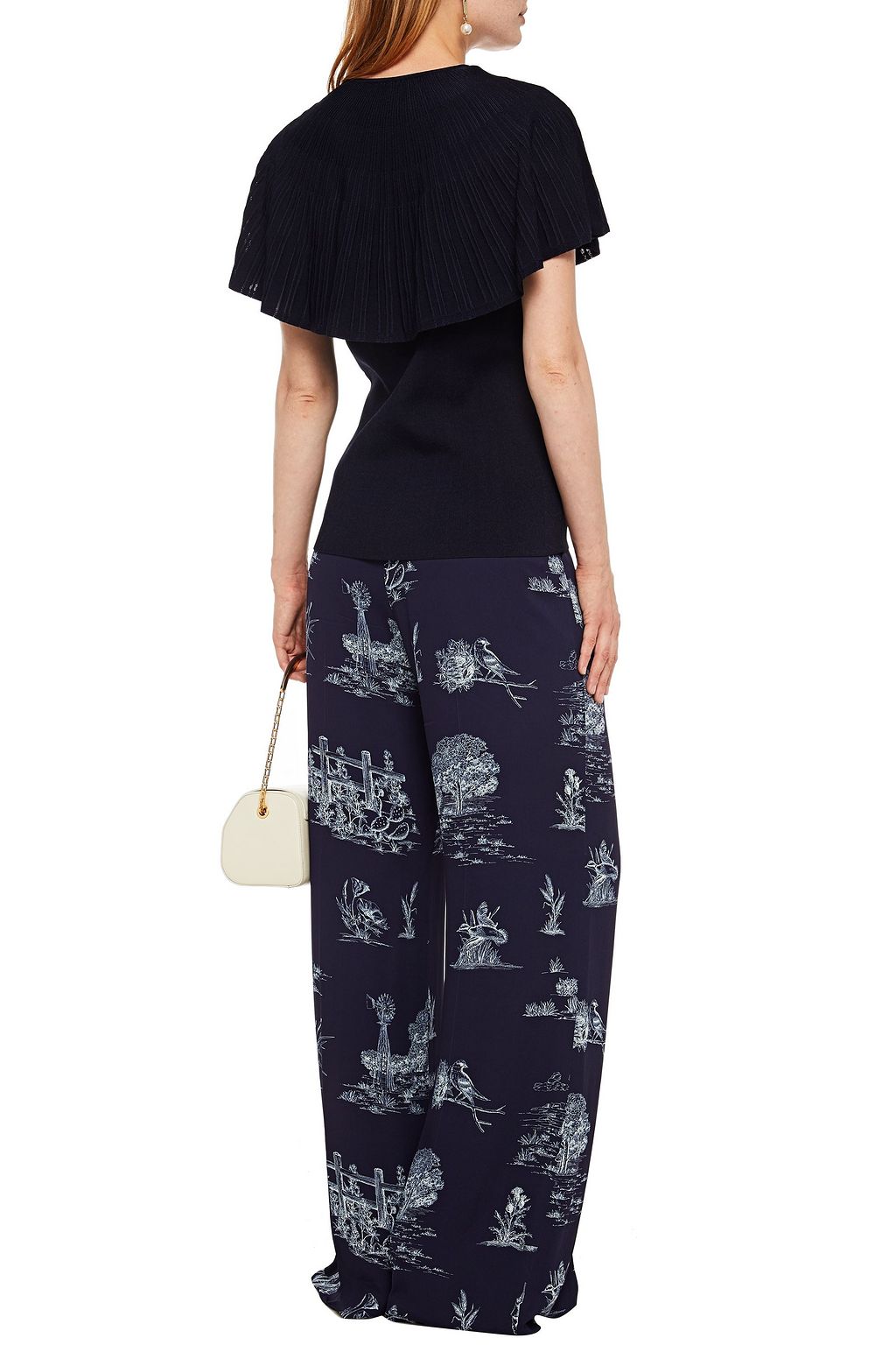 LELA ROSE Layered pleated knitted top