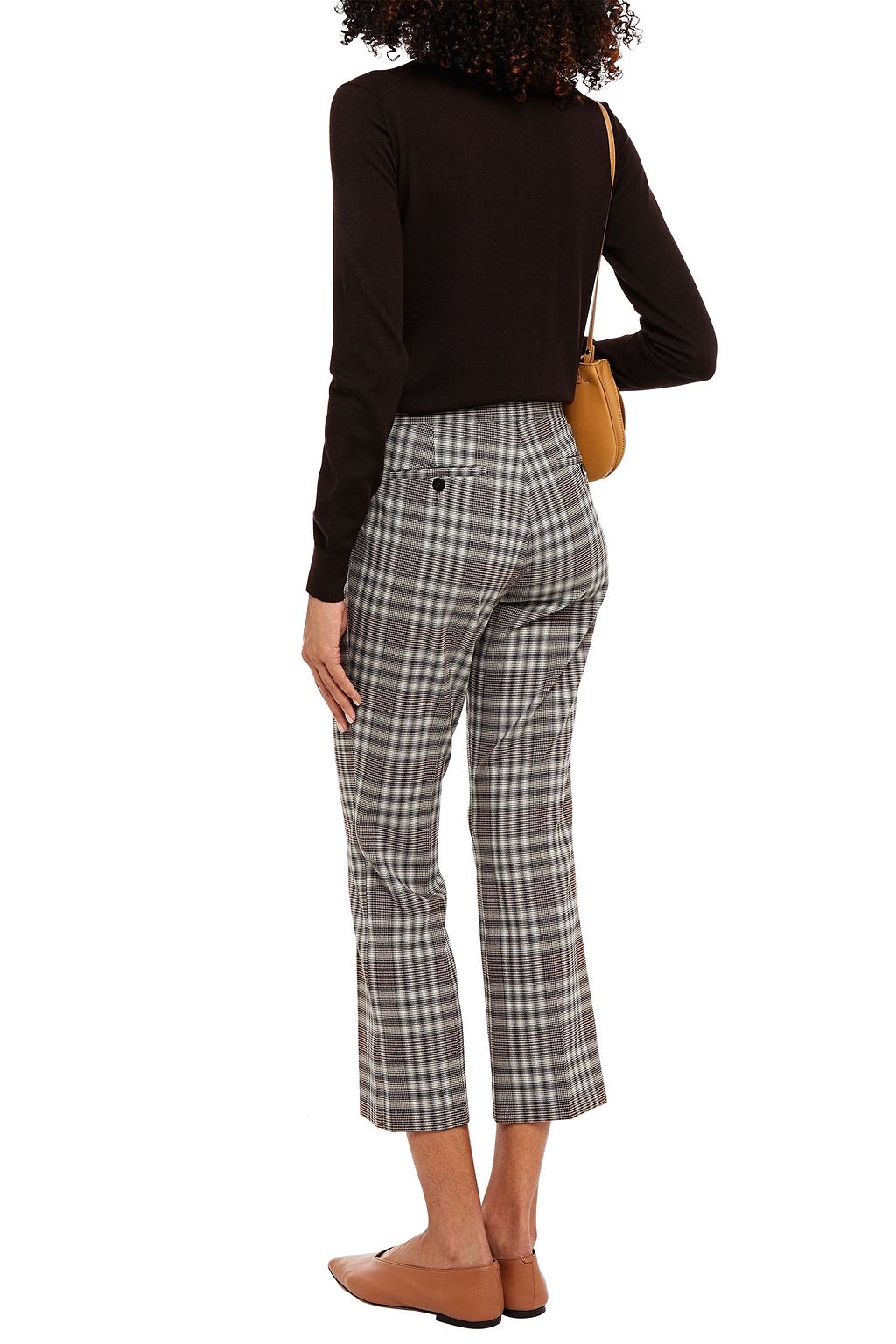 THEORY Checked wool-blend kick-flare pants