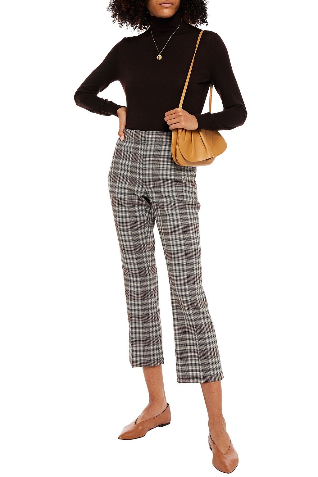 THEORY Checked wool-blend kick-flare pants