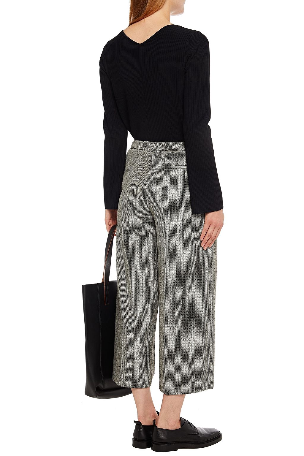 THEORY Cropped jacquard-knit wide-leg pants