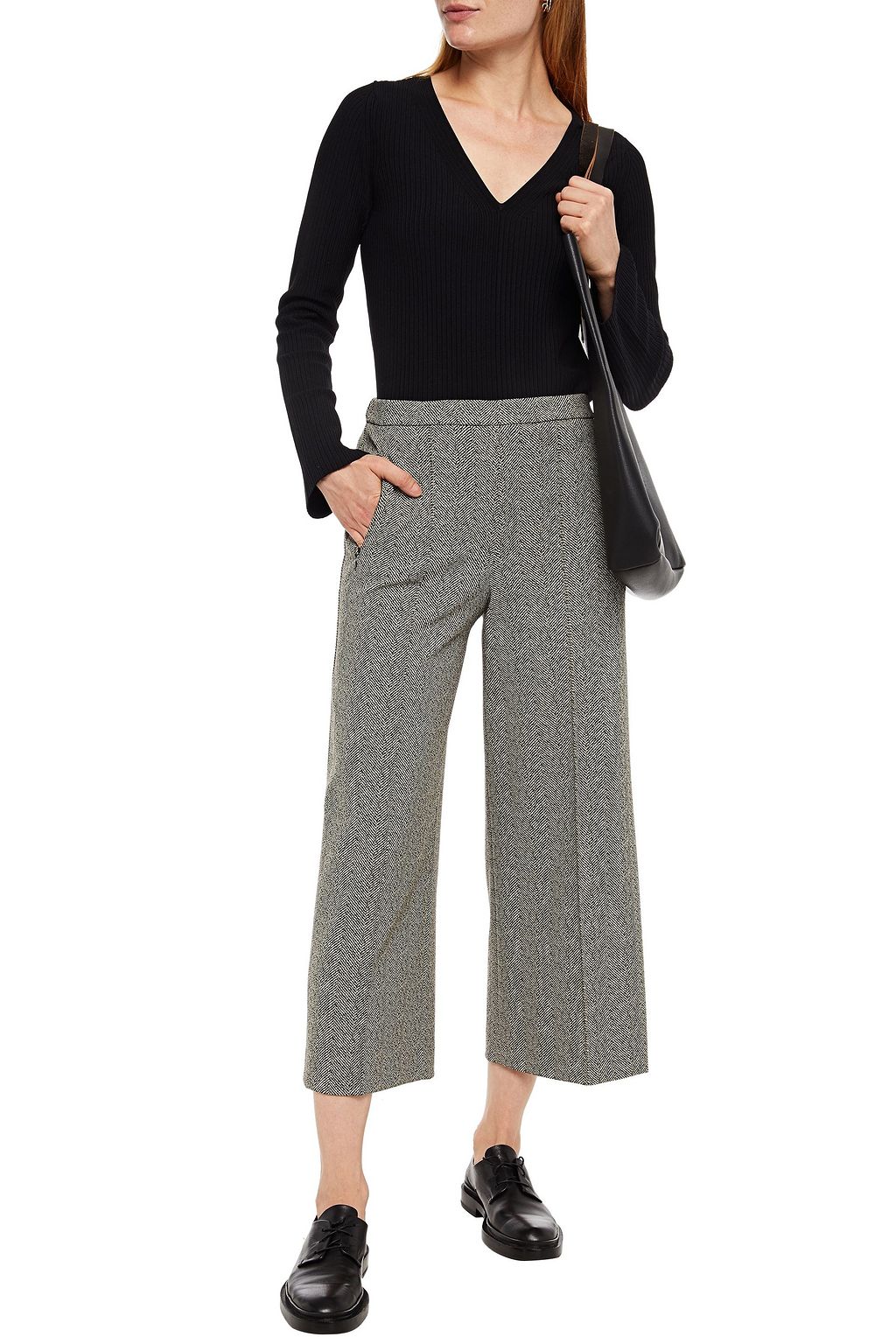 THEORY Cropped jacquard-knit wide-leg pants