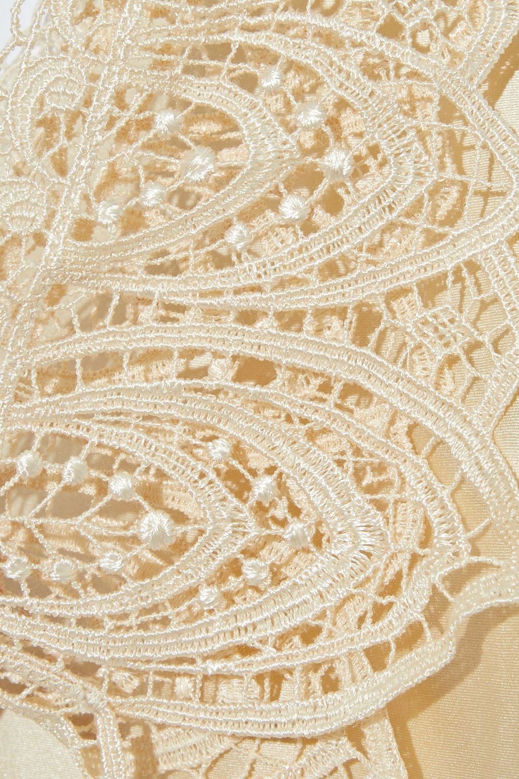 SIMONE PÉRÈLE Guipure lace-trimmed silk-blend satin chemise