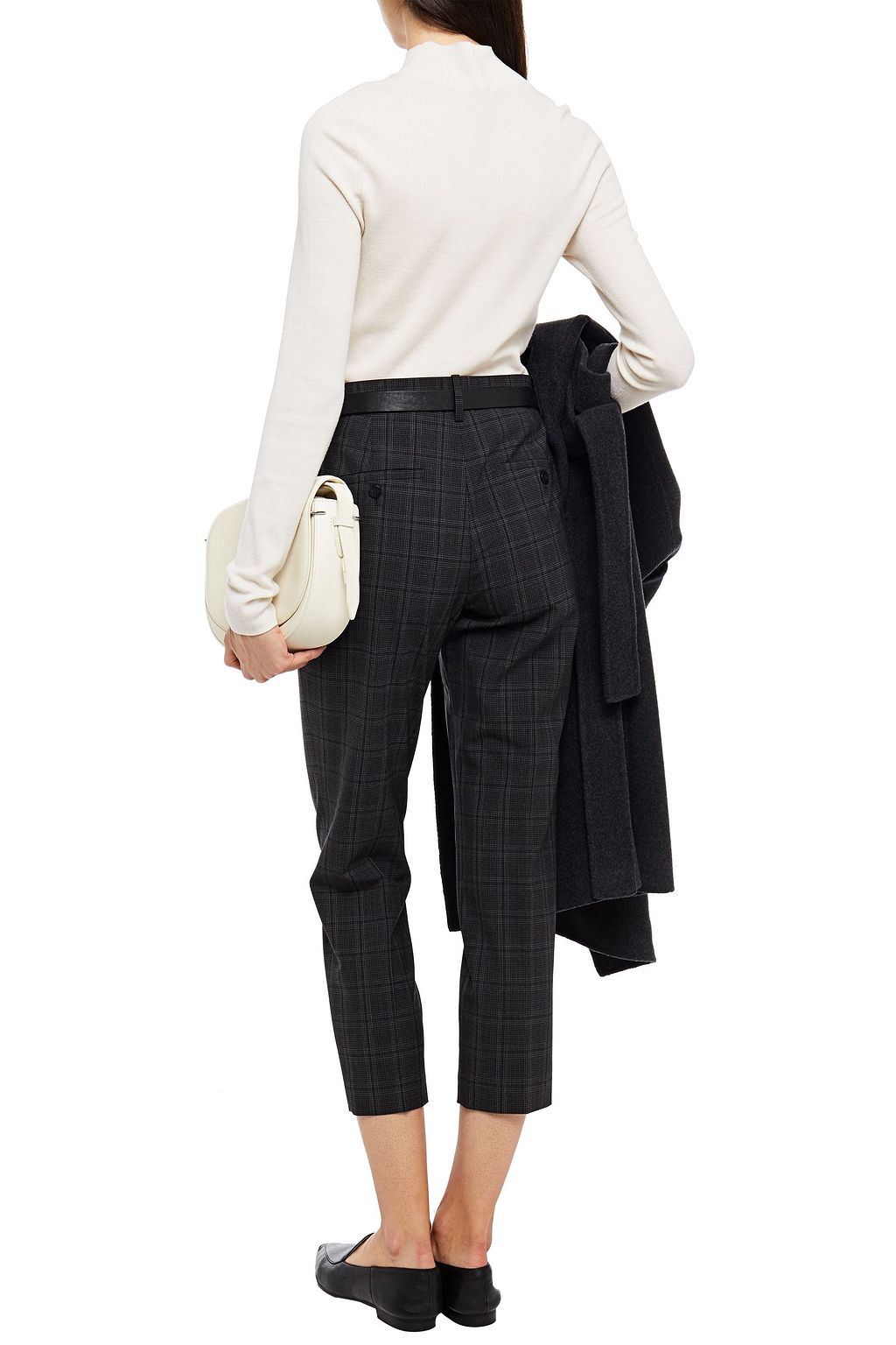 THEORY Cropped checked wool-blend slim-leg pants