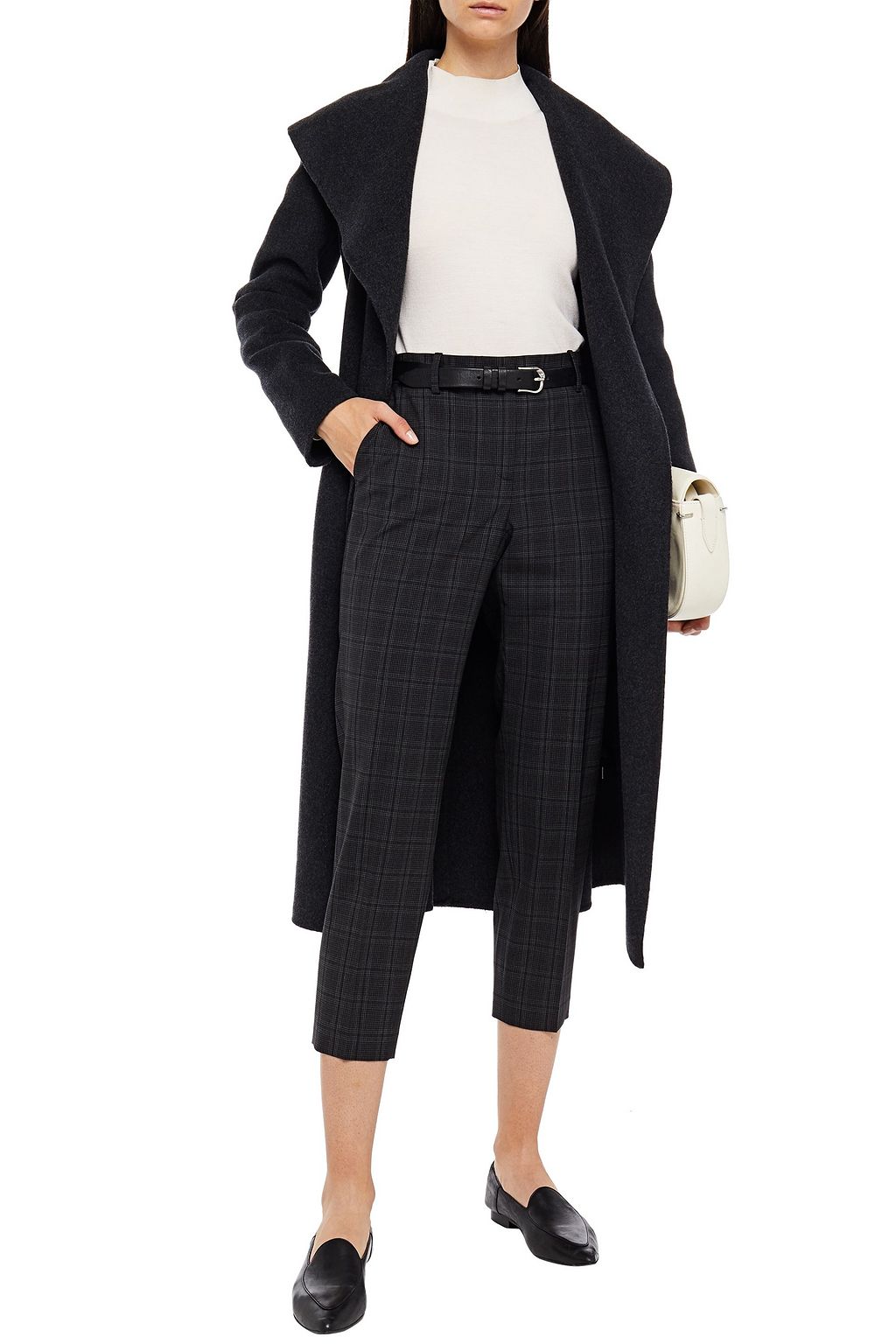 THEORY Cropped checked wool-blend slim-leg pants