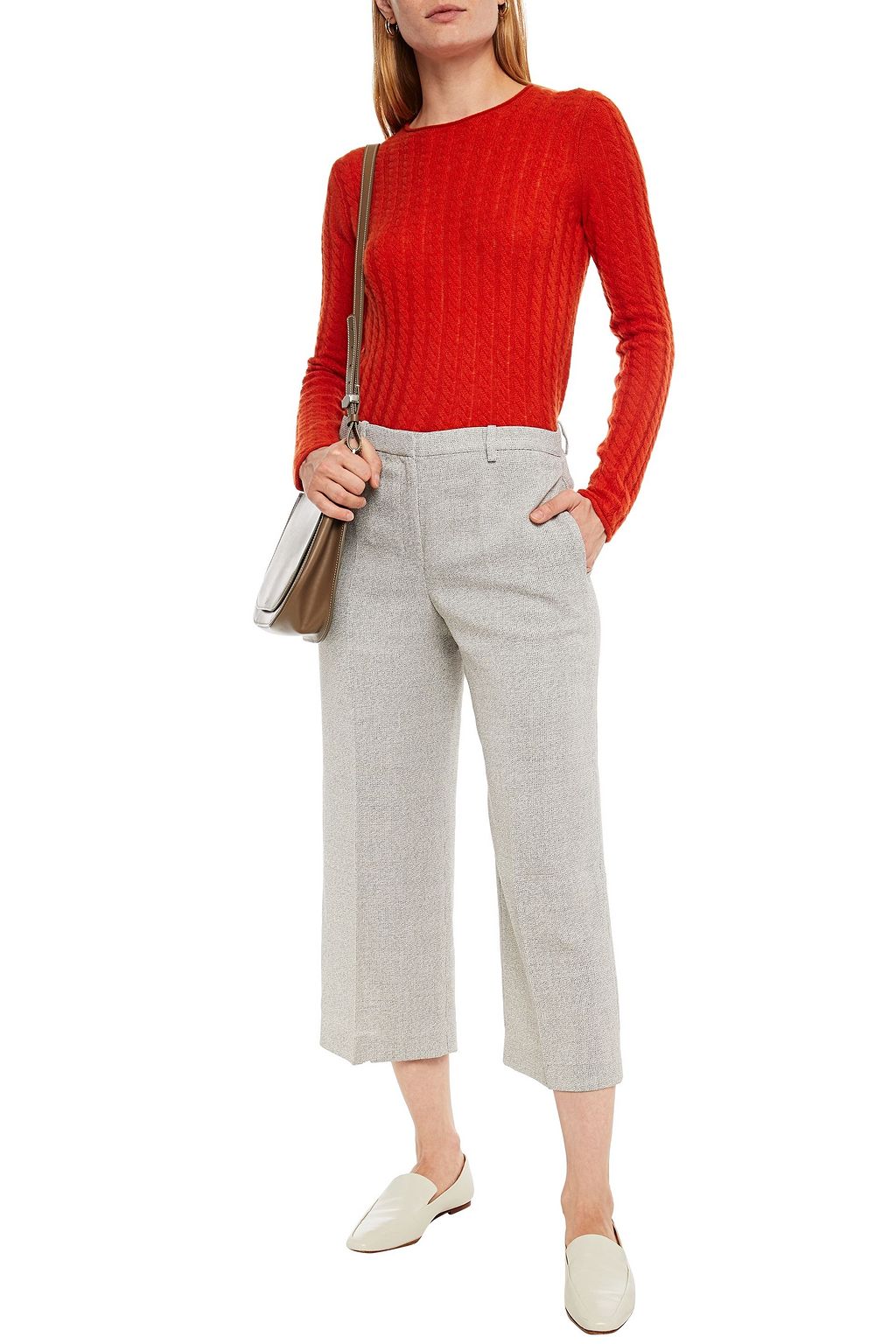 THEORY Cropped wool-blend wide-leg pants