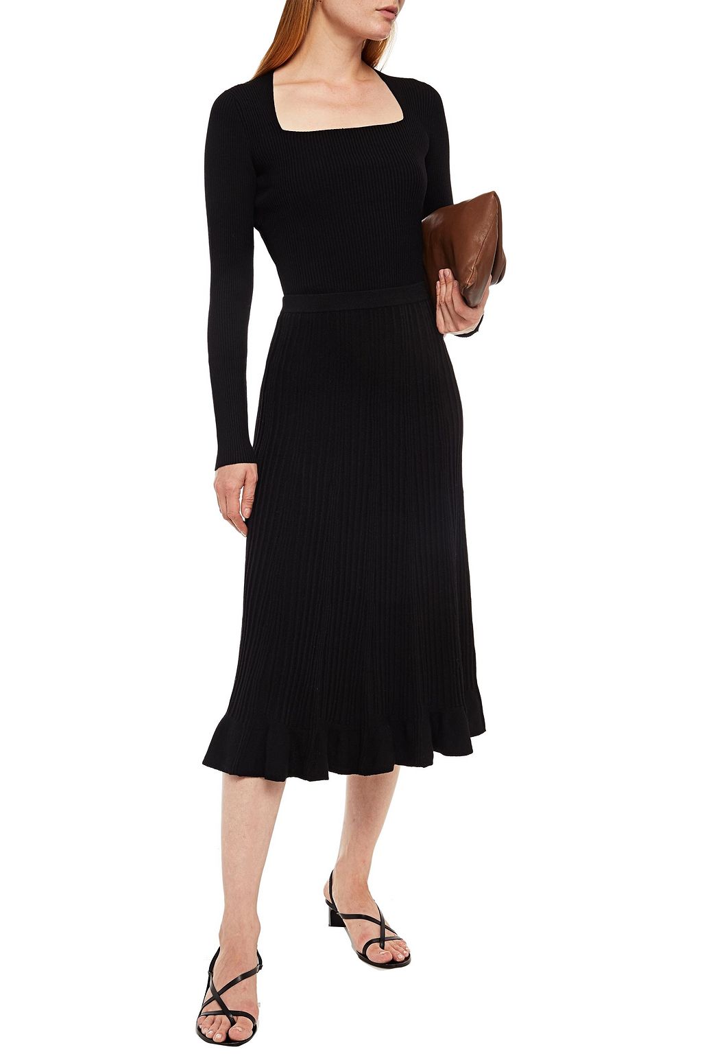 THEORY Ribbed wool-blend skirt