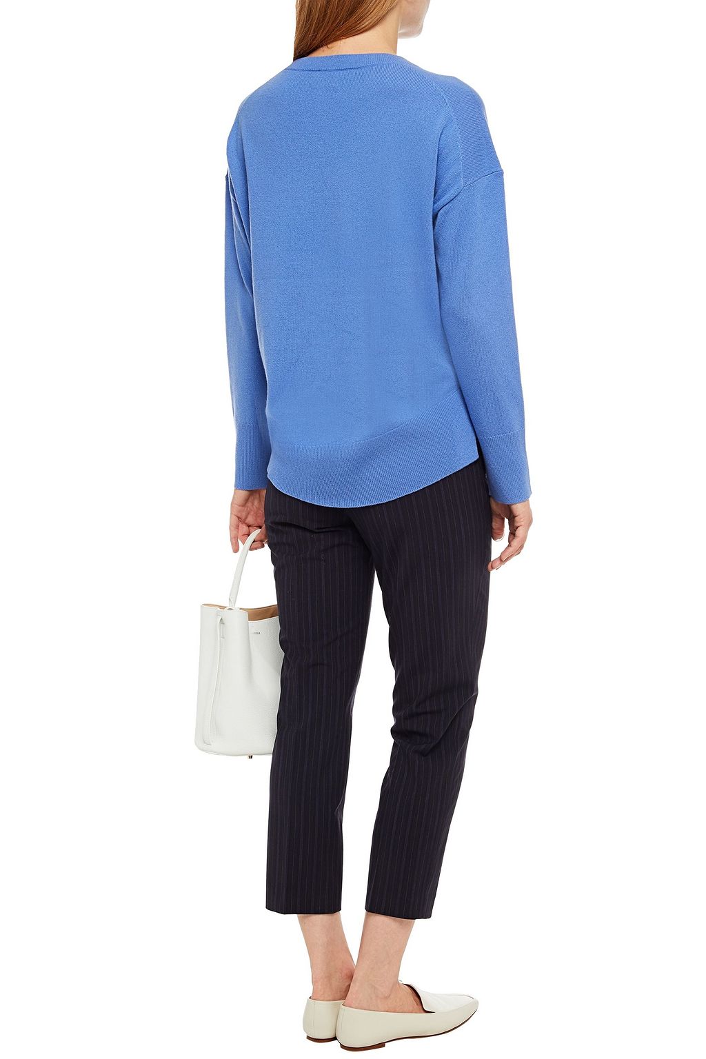 THEORY Cropped striped wool-blend slim-leg pants
