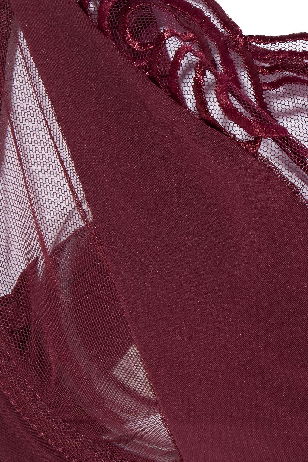 SIMONE PÉRÈLE Surprenante jersey-paneled scalloped embroidered tulle underwired bra