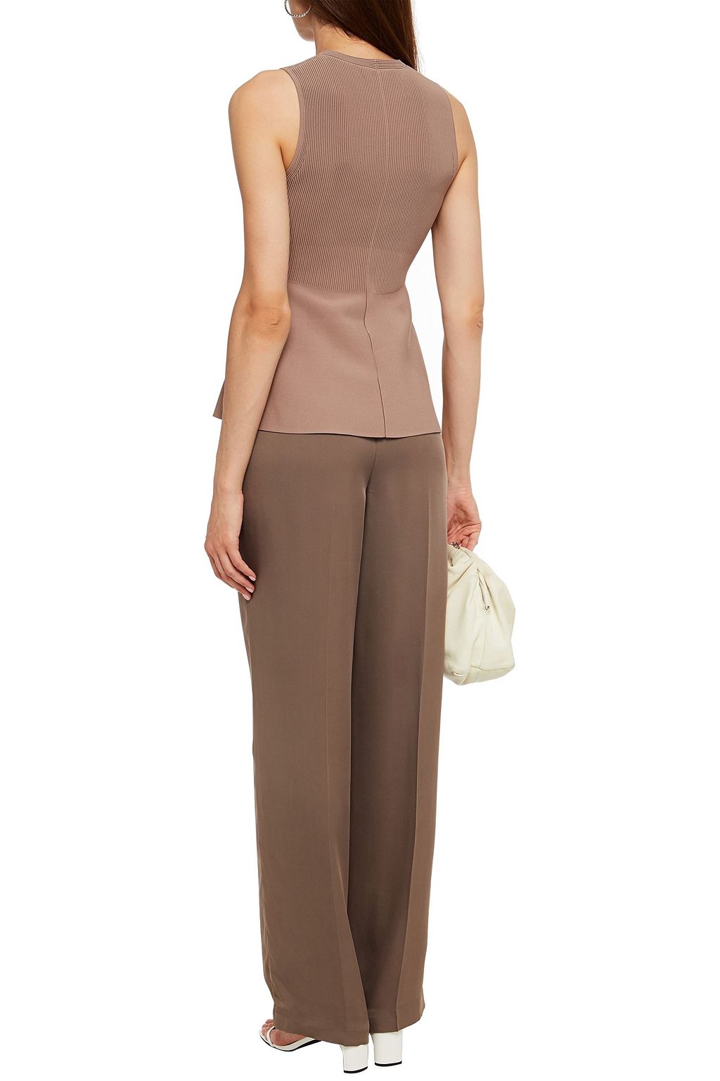 THEORY Ribbed-knit peplum top