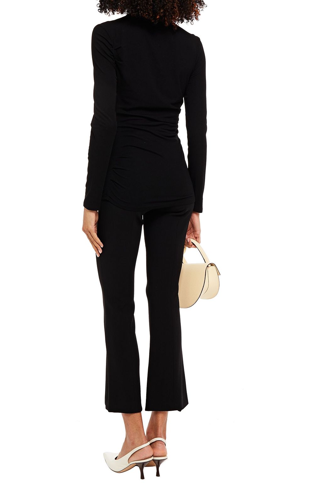 THEORY Ruched ribbed-jersey top
