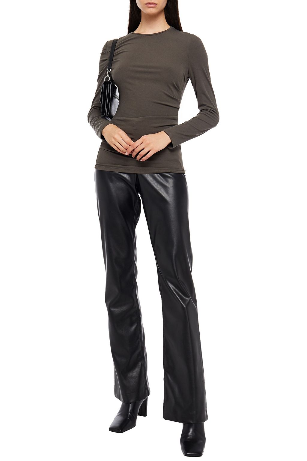 THEORY Ruched ribbed-jersey top