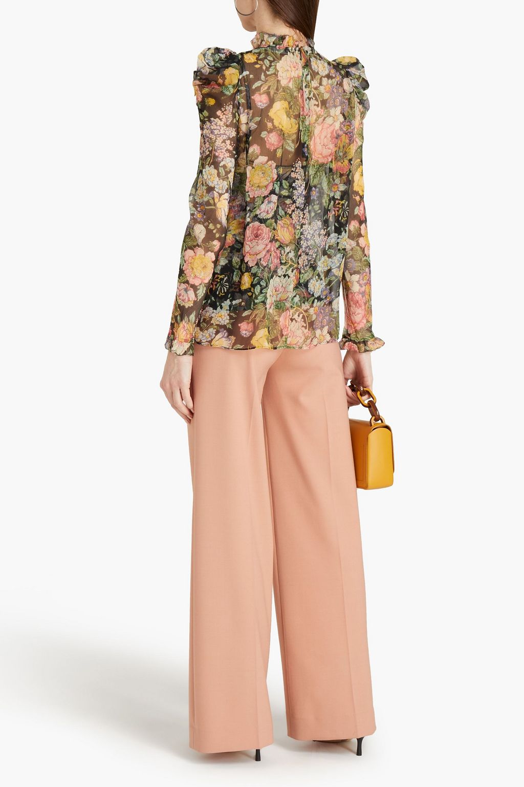 ZIMMERMANN Gathered floral-print silk-crepon blouse