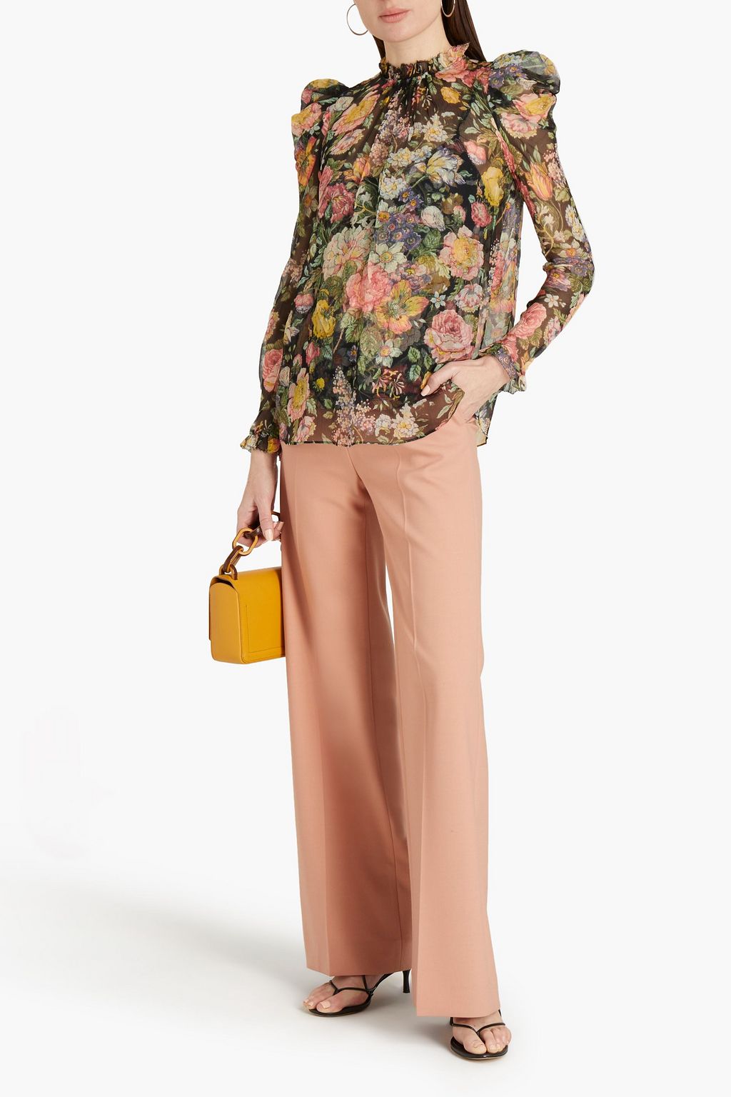 ZIMMERMANN Gathered floral-print silk-crepon blouse