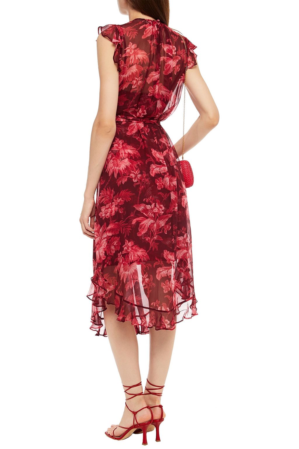 ZIMMERMANN Knotted ruffled floral-print silk-georgette midi dress