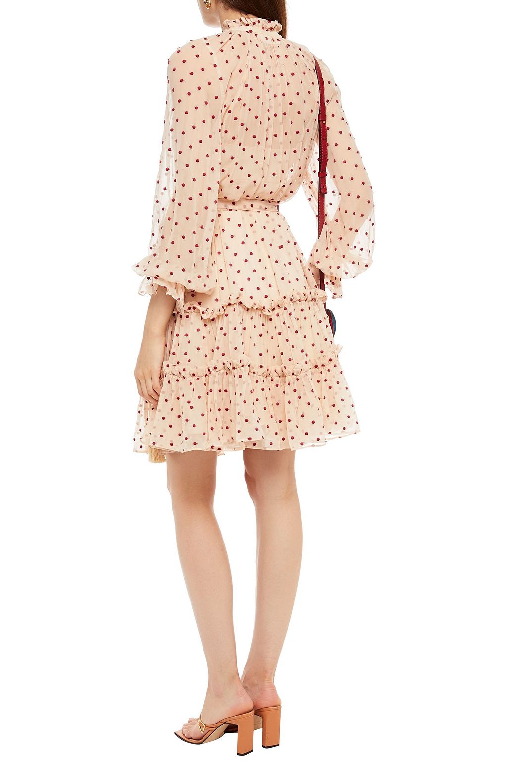 ZIMMERMANN Belted ruffled polka-dot silk-crepon mini dress